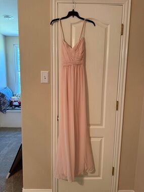 Elegant Blush Pink Spaghetti-Strap Maxi Dress - worn once